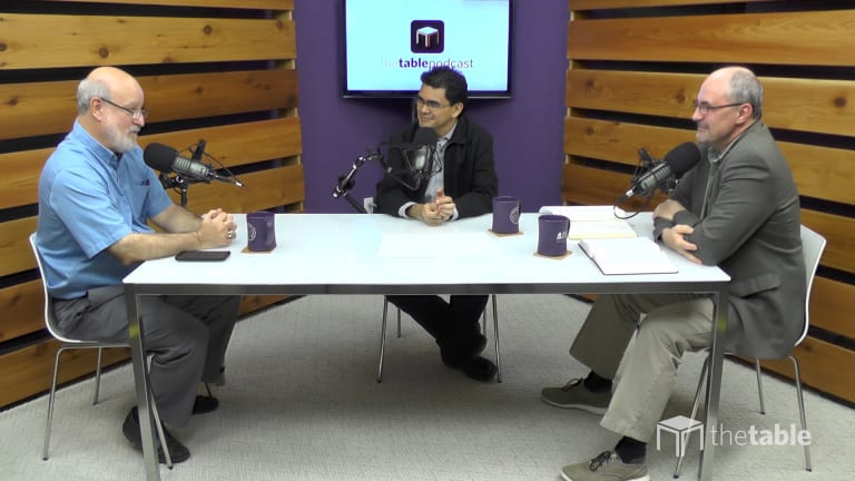 Dr. Bock and guests recording The Table podcast